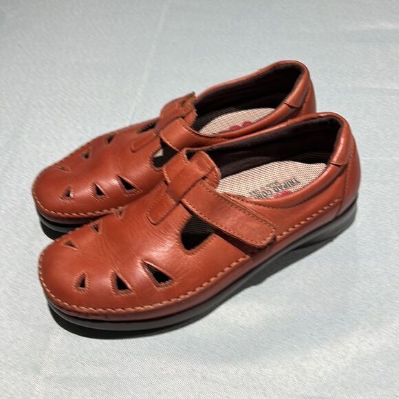 SAS Roamer womens brown leather velcro strap loafers size 7.5W B16B - Picture 2 of 9